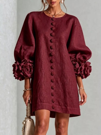 Plus size flower sleeve dress, view 17