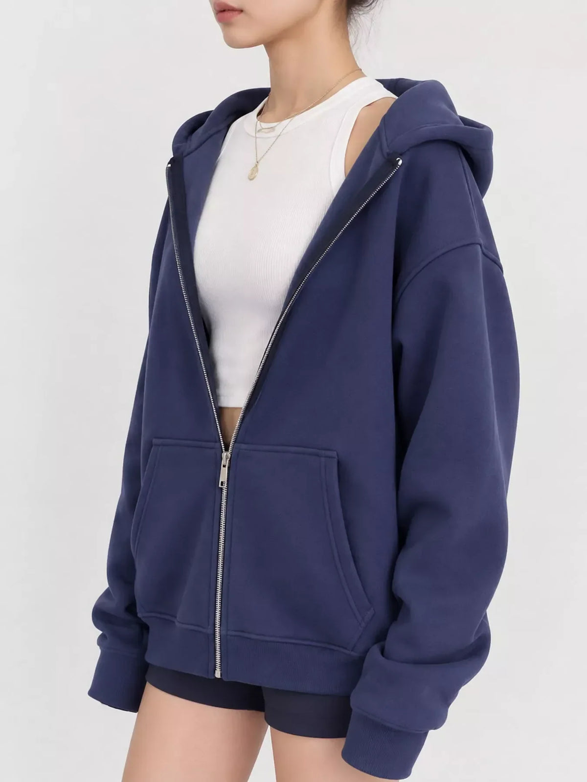 Curvy women's zip-up hoodie, view 13