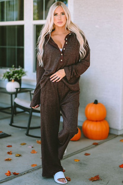 Buttoned Long Sleeve Lounge Set