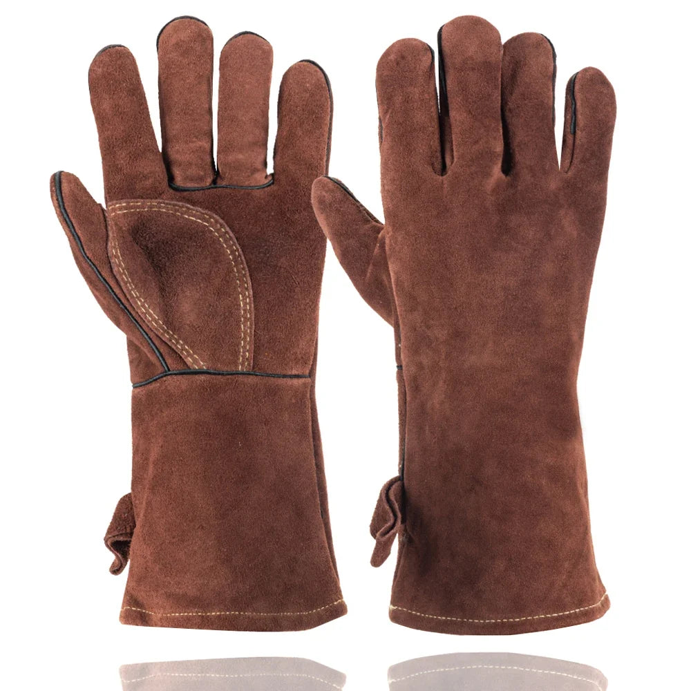 14-inch heat-resistant leather welding gloves