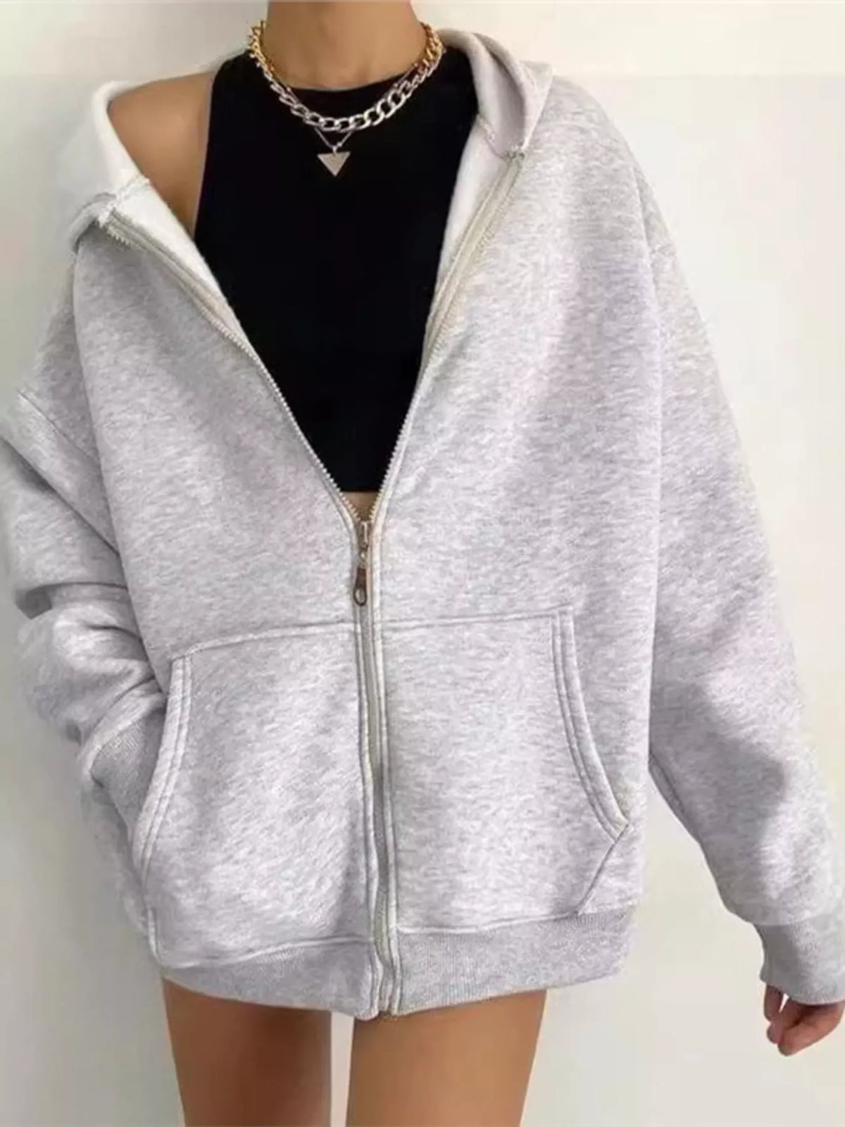 Plus size zip-up hoodie, view 21