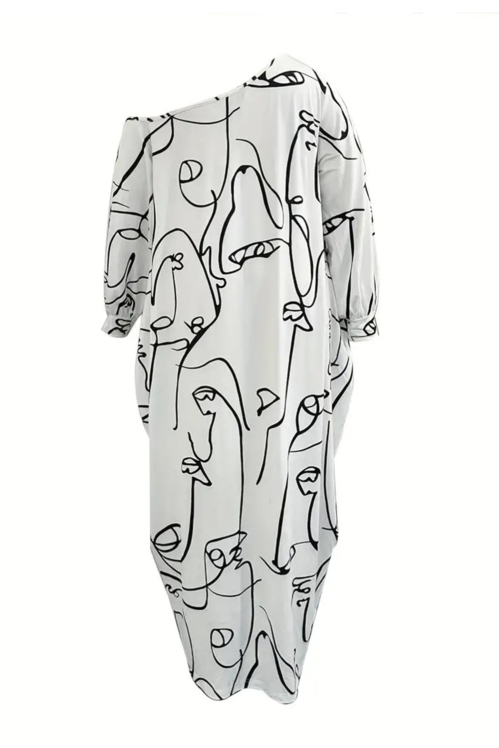 Printed Lantern Sleeve Maxi Dress