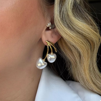 18K Gold-Plated Pearl Cherry Earrings