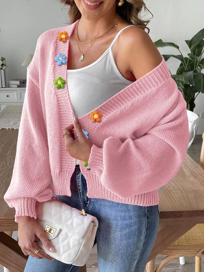 Flower Open Front Cardigan