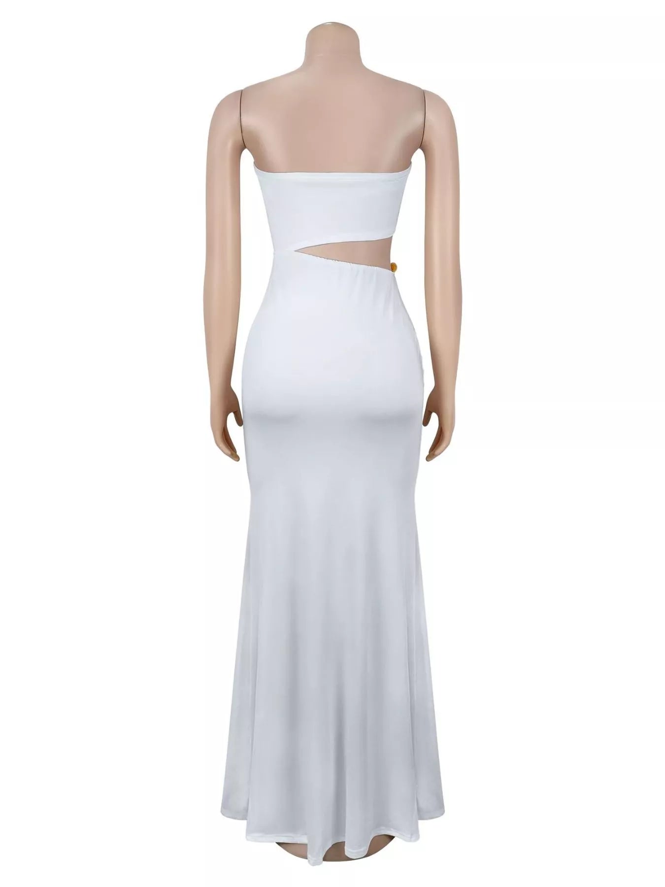 Strapless Cut-out Maxi Dress with Ruched Detail