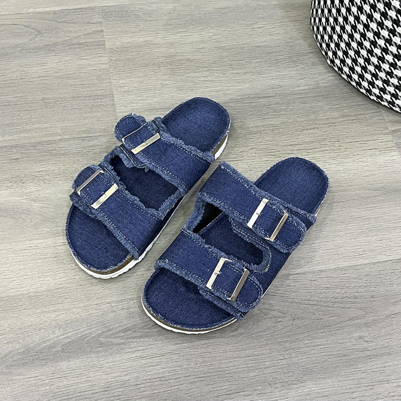 Double buckle canvas flats, view 2
