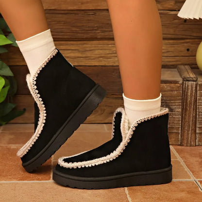 Contrast Crochet Trim Winter Boots