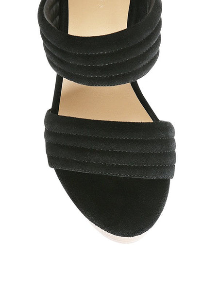 SUEDE SLIP-ON BLOCK HEELED SANDAL