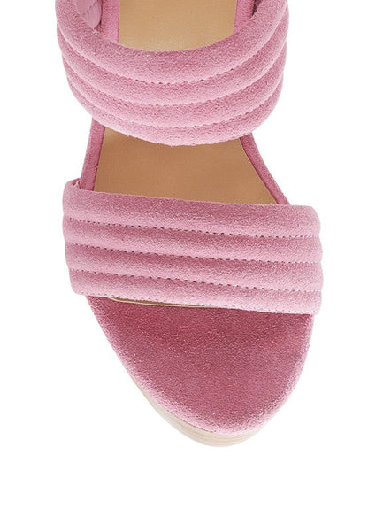 SUEDE SLIP-ON BLOCK HEELED SANDAL