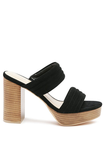 SUEDE SLIP-ON BLOCK HEELED SANDAL
