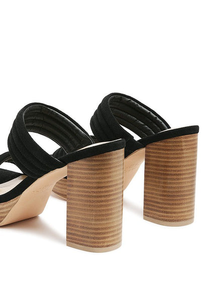 SUEDE SLIP-ON BLOCK HEELED SANDAL