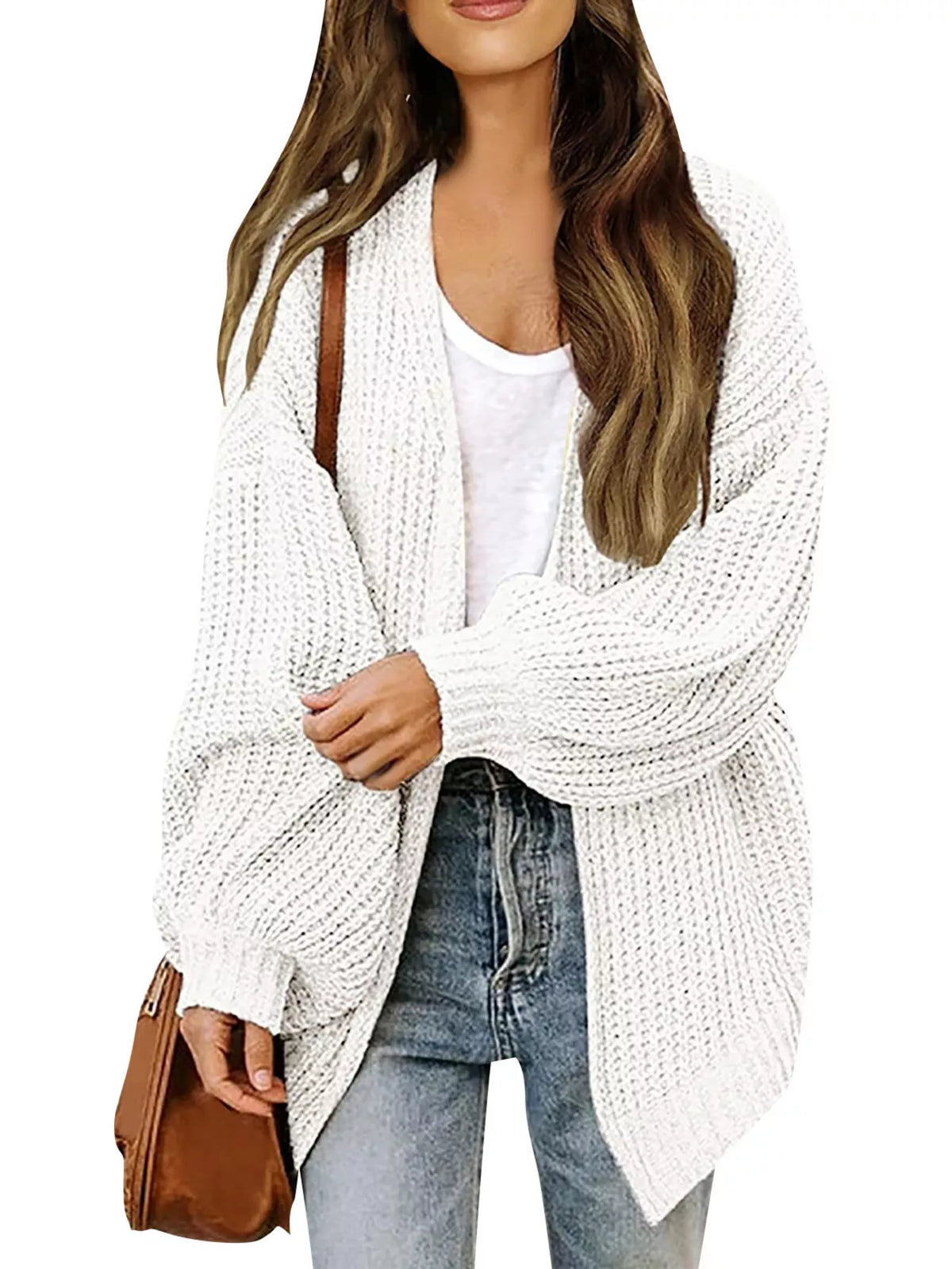 Open-Front Chunky Knit Cardigan