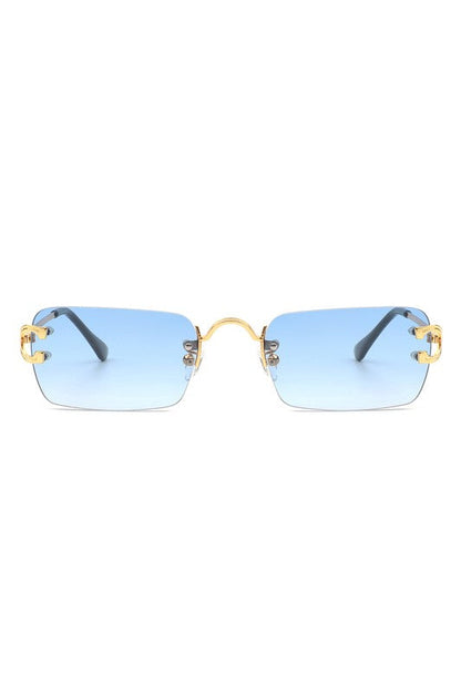 Rimless Retro Rectangle Tinted Sunglasses