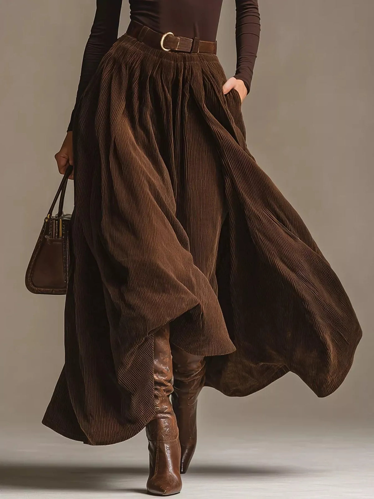 Turtleneck and maxi skirt set, view 2