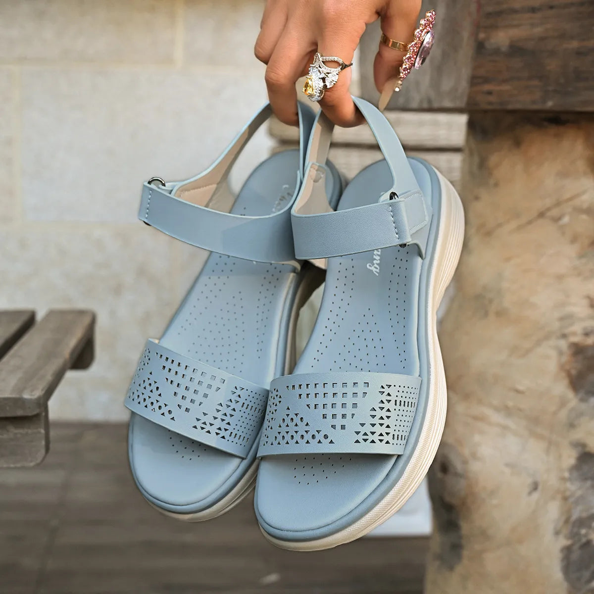 Hollow Out Open Toe Platform Sandals