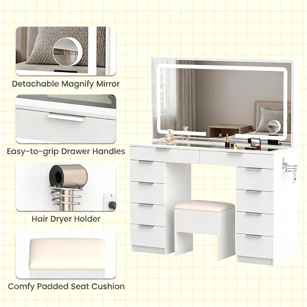 White Makeup Vanity Table