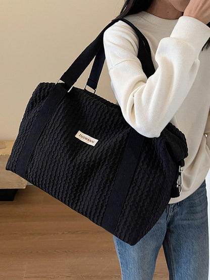 Oxford cloth weekender bag in black