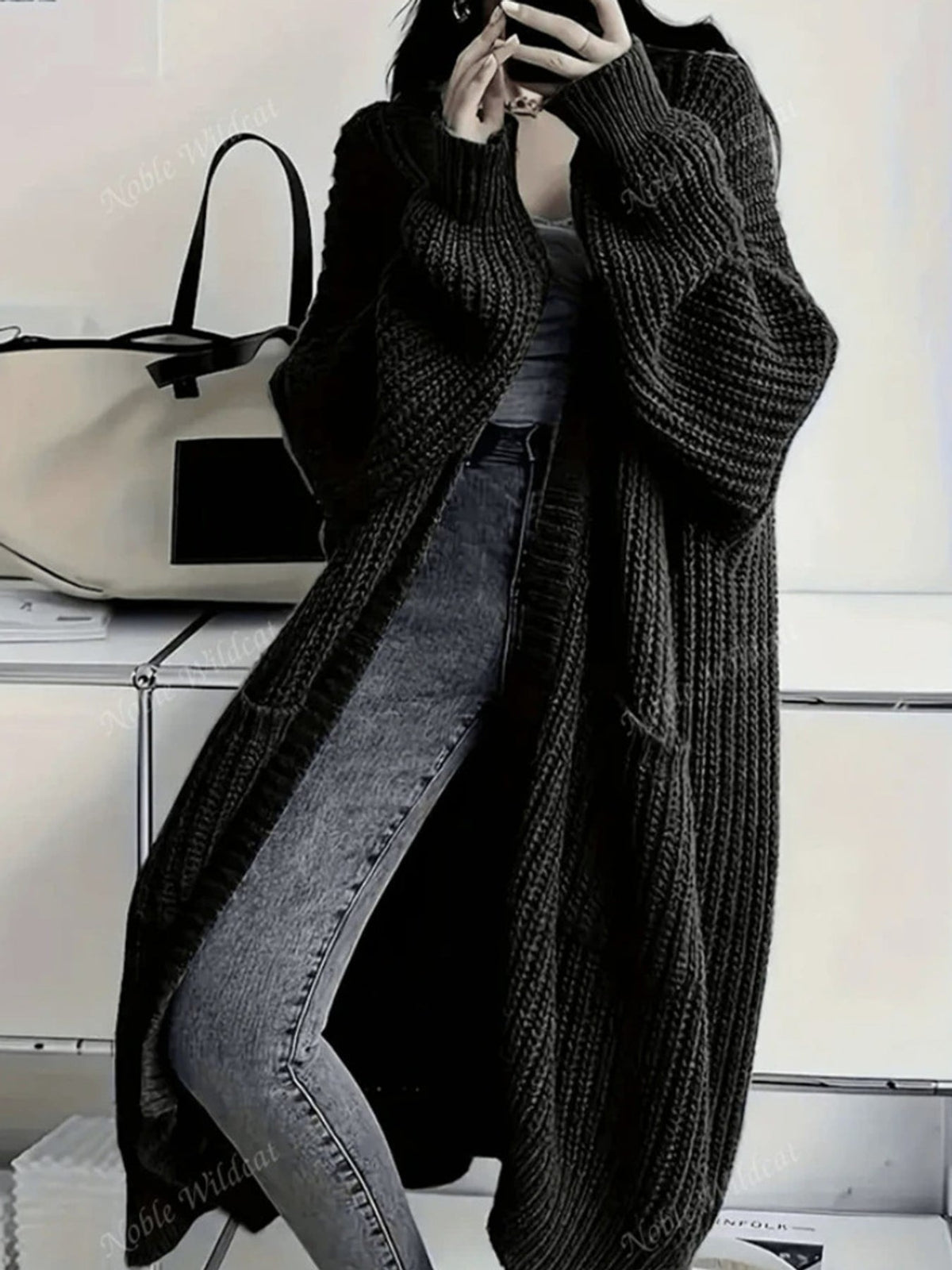 Plus size chunky knit cardigan, view 75