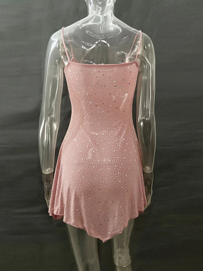 Rhinestone Decor Mini Cami Dress