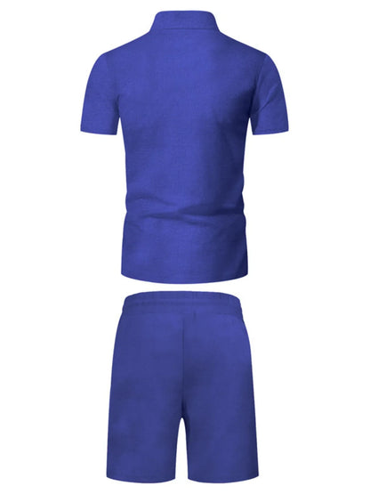 Men's Zip Up Short Sleeve Top and Shorts Set