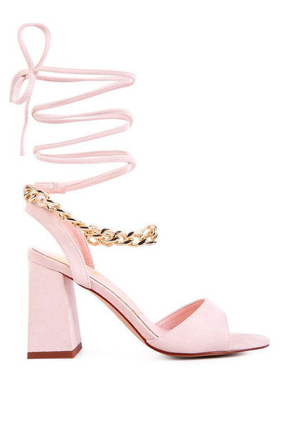 Metal Chain Lace Up Sandals
