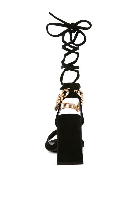 Metal Chain Lace Up Sandals