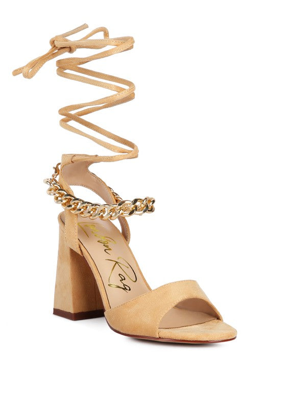 Metal Chain Lace Up Sandals
