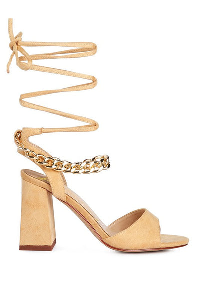 Metal Chain Lace Up Sandals