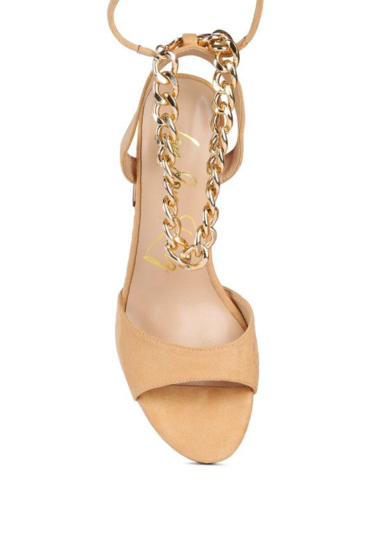 Metal Chain Lace Up Sandals