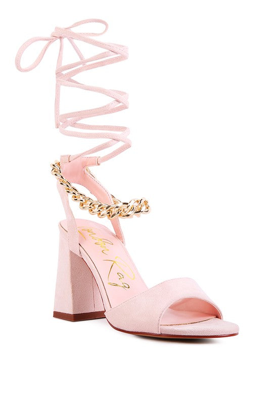 Metal Chain Lace Up Sandals