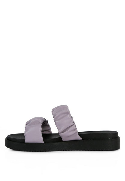 RUCHED STRAP PLATFORM SANDALS
