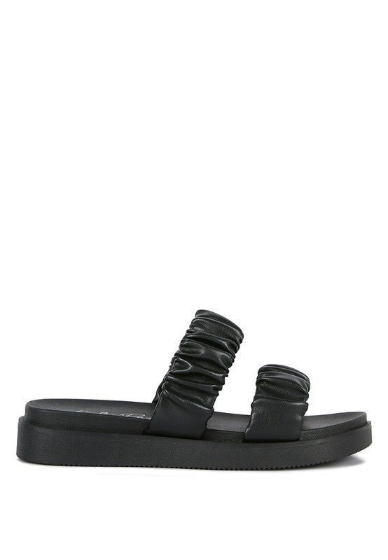 RUCHED STRAP PLATFORM SANDALS