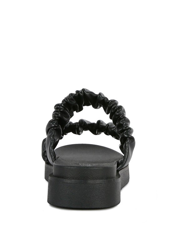 RUCHED STRAP PLATFORM SANDALS