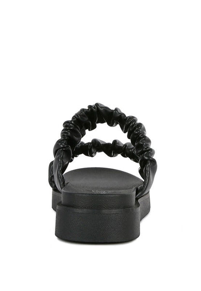 RUCHED STRAP PLATFORM SANDALS