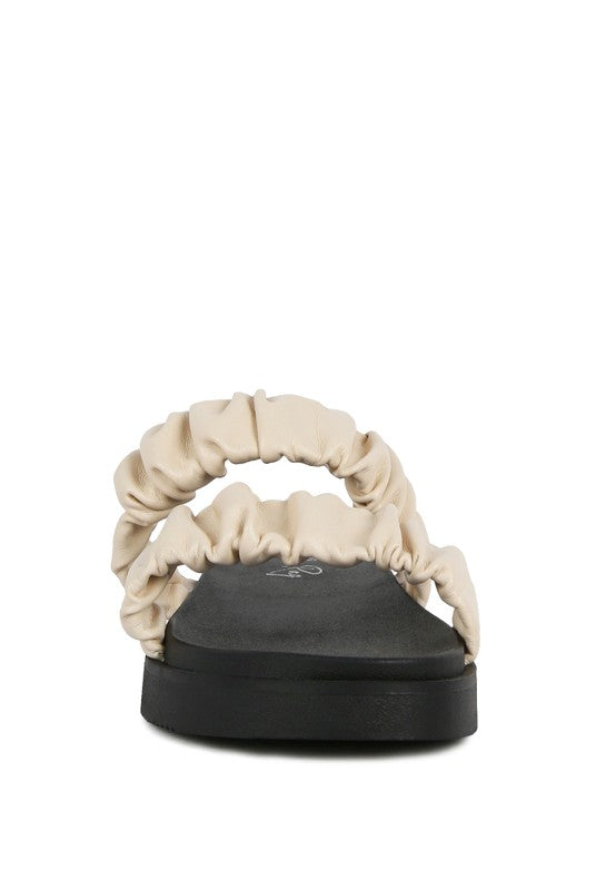 RUCHED STRAP PLATFORM SANDALS