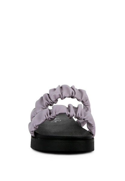 RUCHED STRAP PLATFORM SANDALS