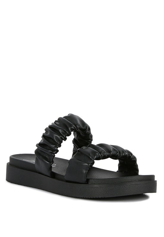 RUCHED STRAP PLATFORM SANDALS