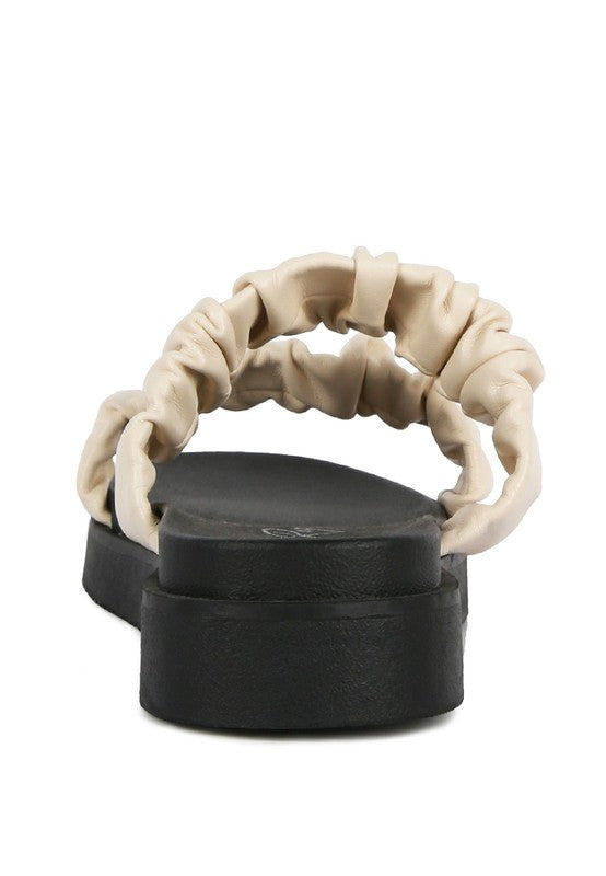 RUCHED STRAP PLATFORM SANDALS