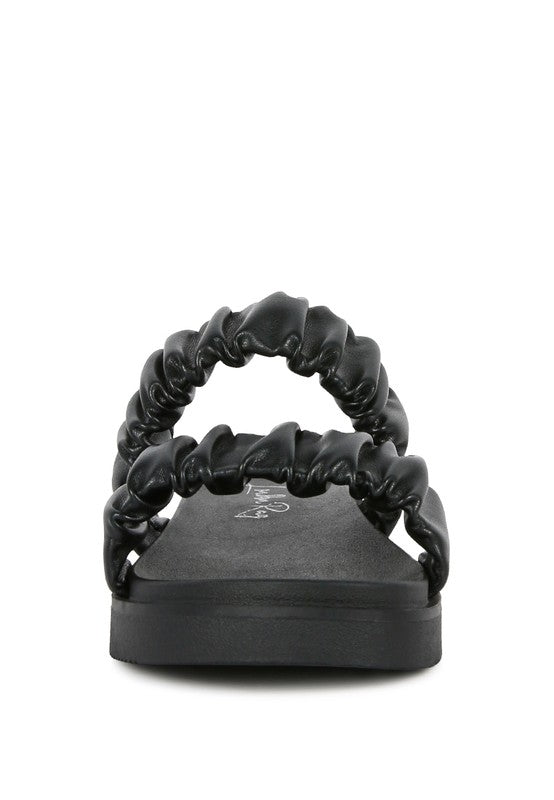 RUCHED STRAP PLATFORM SANDALS