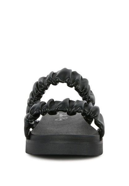 RUCHED STRAP PLATFORM SANDALS