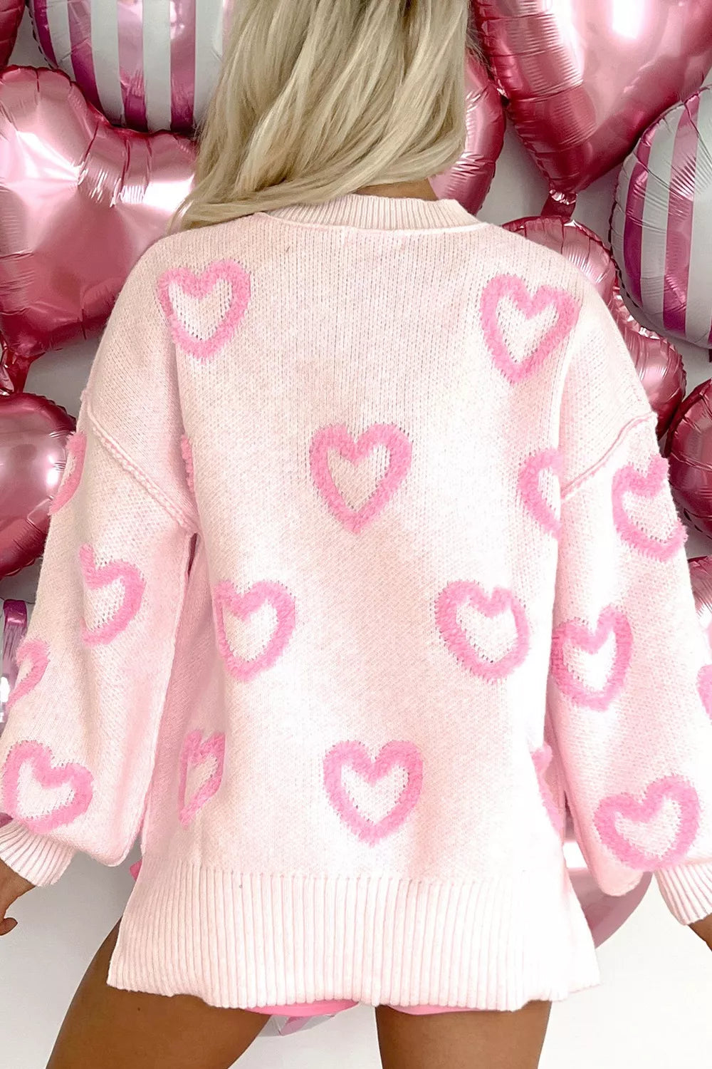 Heart Shape Bubble Sleeve Baggy Sweater