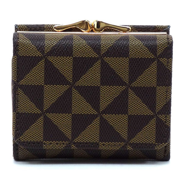 Monogram Kiss Lock Tri-fold Wallet