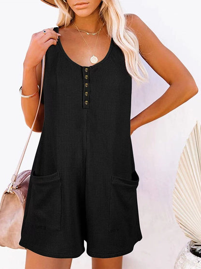 Pocketed Scoop Neck Sleeveless Romper
