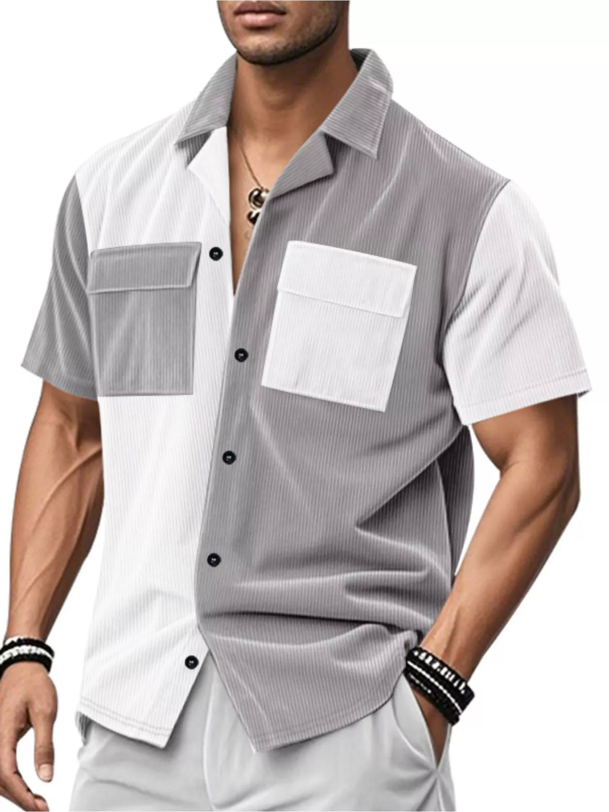 Corduroy button shirt in Gray