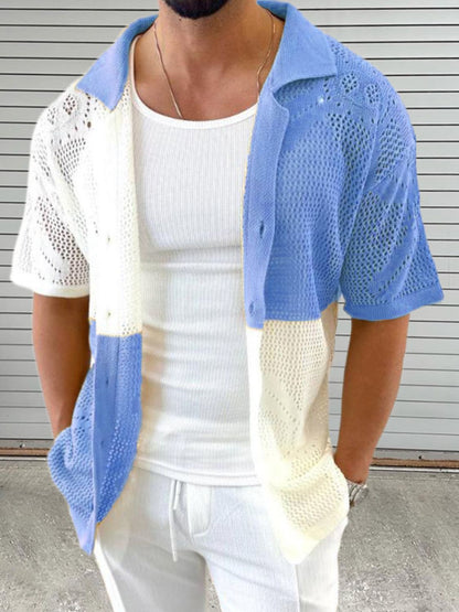 Men's Button Down Hollow Out Shirt