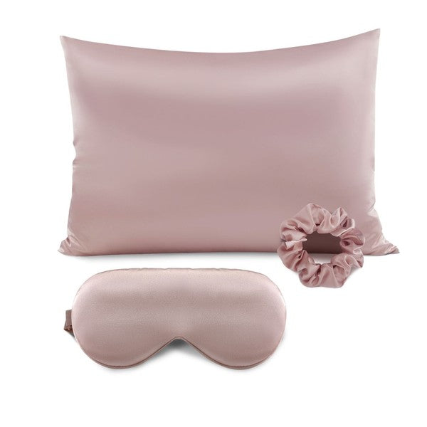 Satin Pillowcase Sleep Mask Scrunchie Gift Set