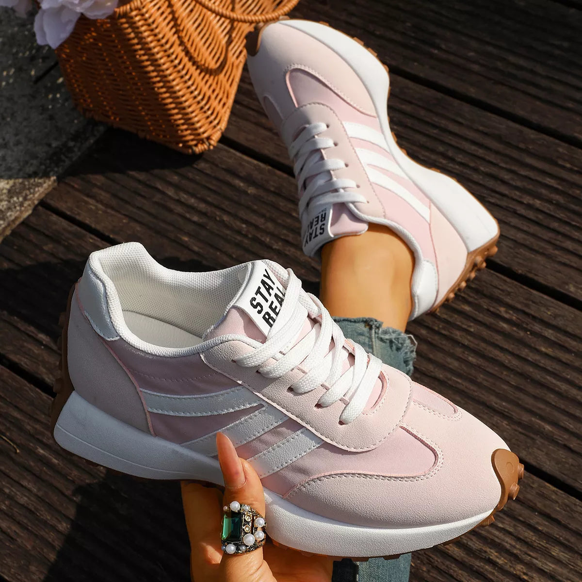 Round Toe Lace Up Sneakers