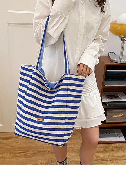 Striped Canvas Tote Bag