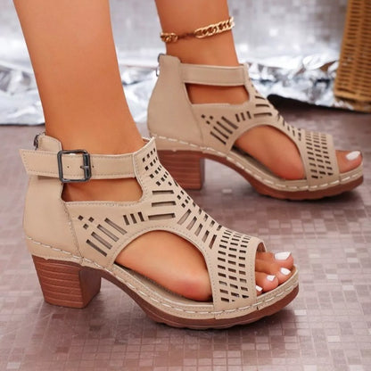 Open Toe Block Heels Sandals