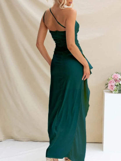 Split One Shoulder Bodycon Maxi Dress